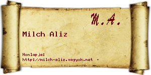 Milch Aliz névjegykártya